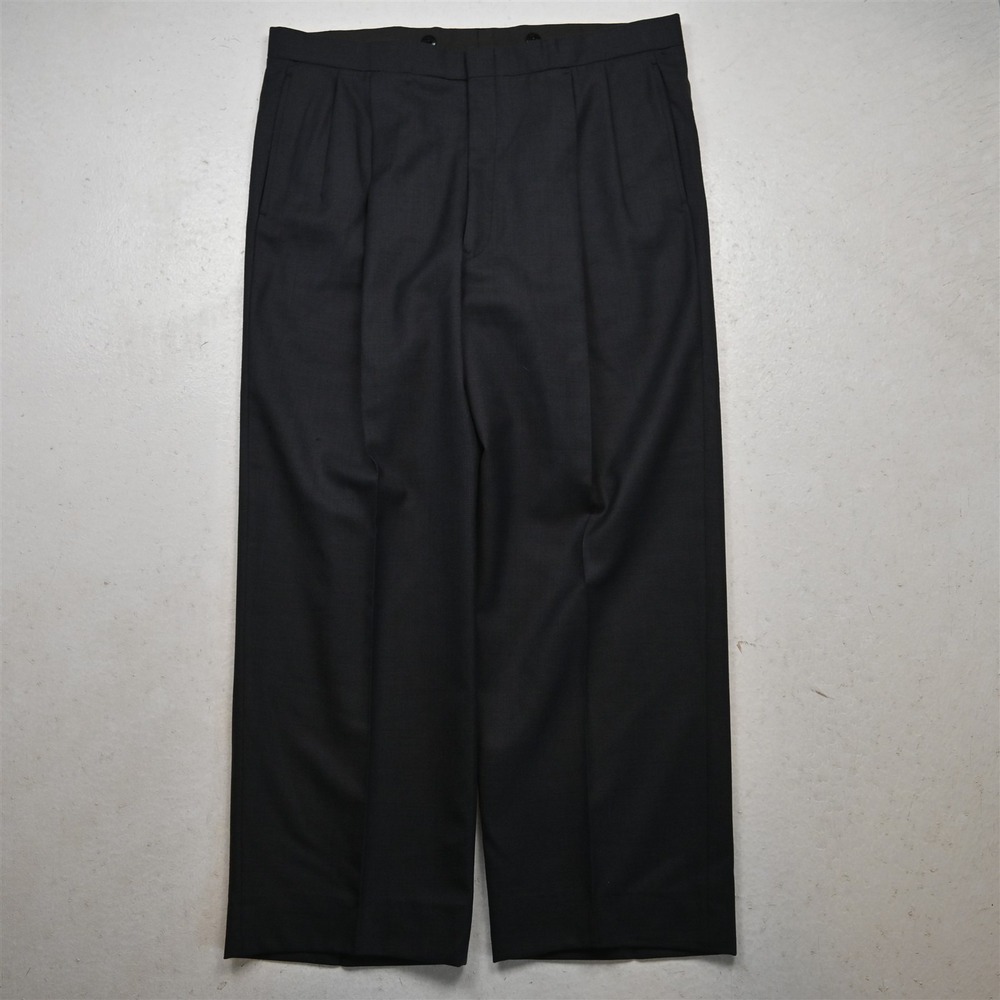 Bespoke 36x28 Blue Gray Check Wool Pleated Classic Dress Mens Pants